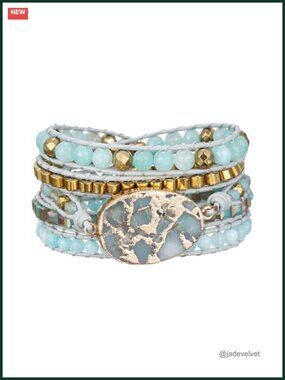 Boho Handmade Natural Stone Crystal Leather Wrap Bracelet